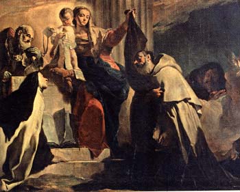 Our Lady giving the scapular to St. Simon Stock